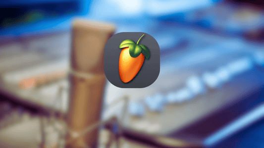FL Studio logo with vocal recording equipment in the background
