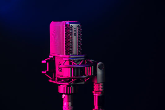 Microphone in a dark room on a mic stand