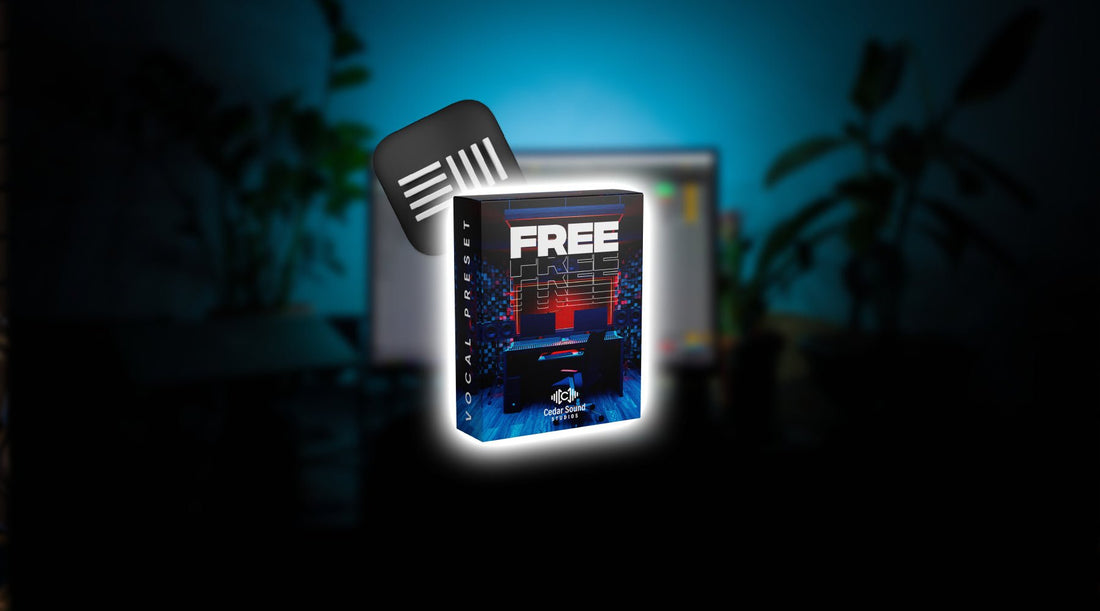 Free vocal preset package with ableton logo and a studio behind those