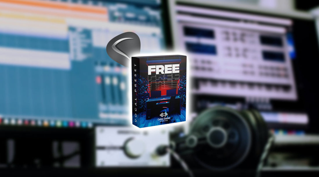 free vocal preset with a reaper logo in front of a studio set up