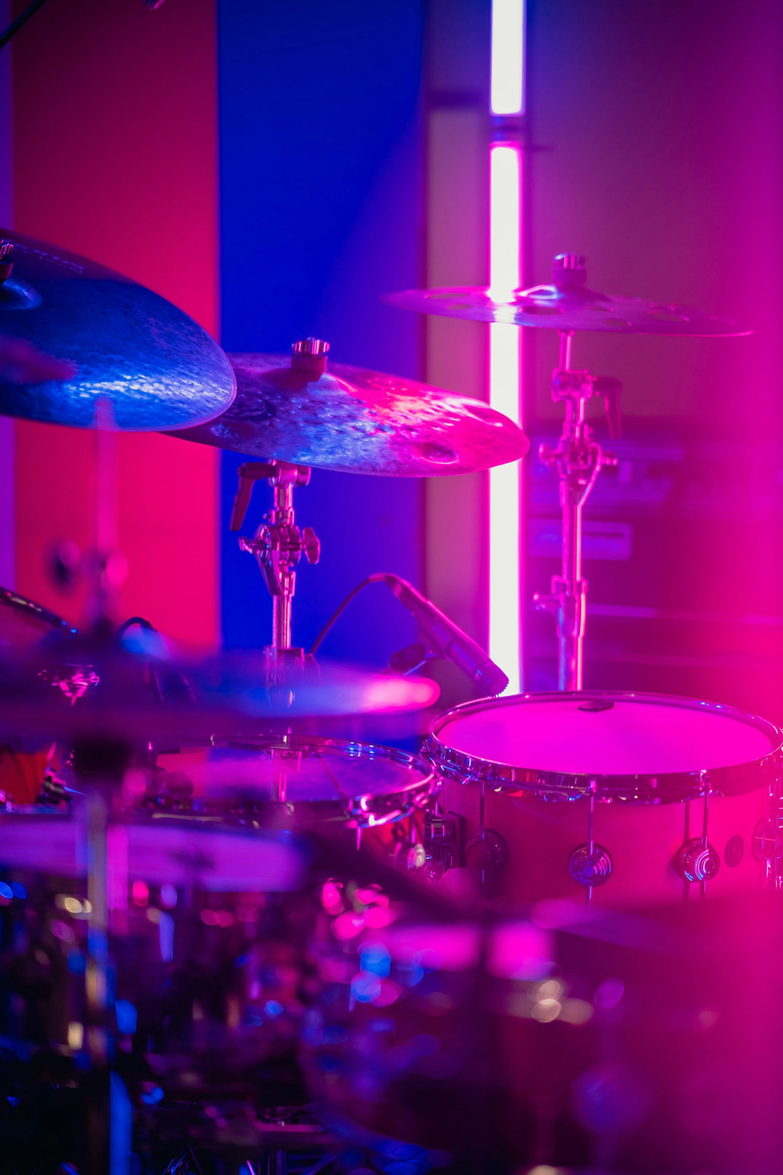 Drum set in low light room