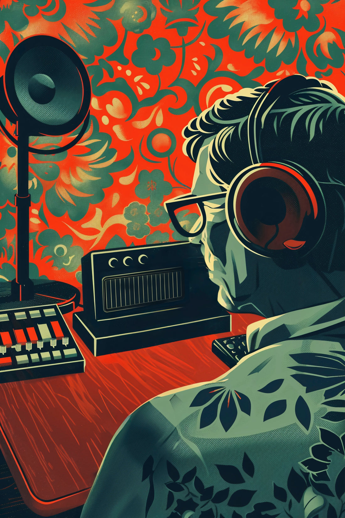 Man sitting with his sound equipment 