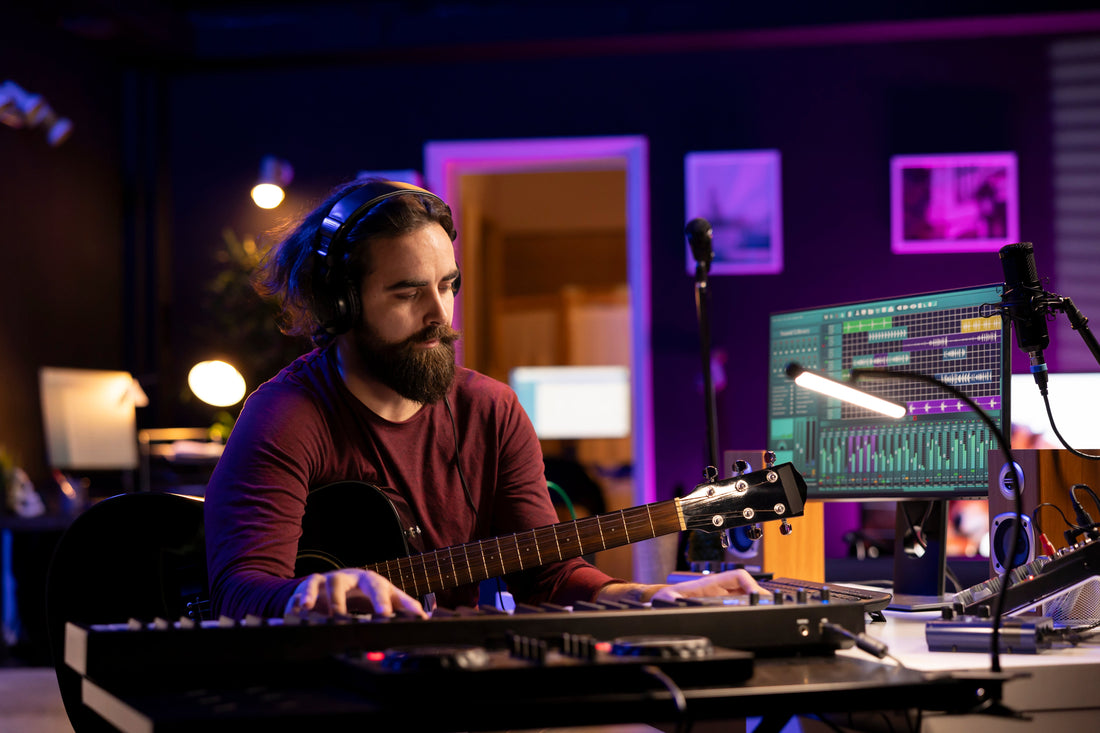 Producer making vocals with vocal presets 