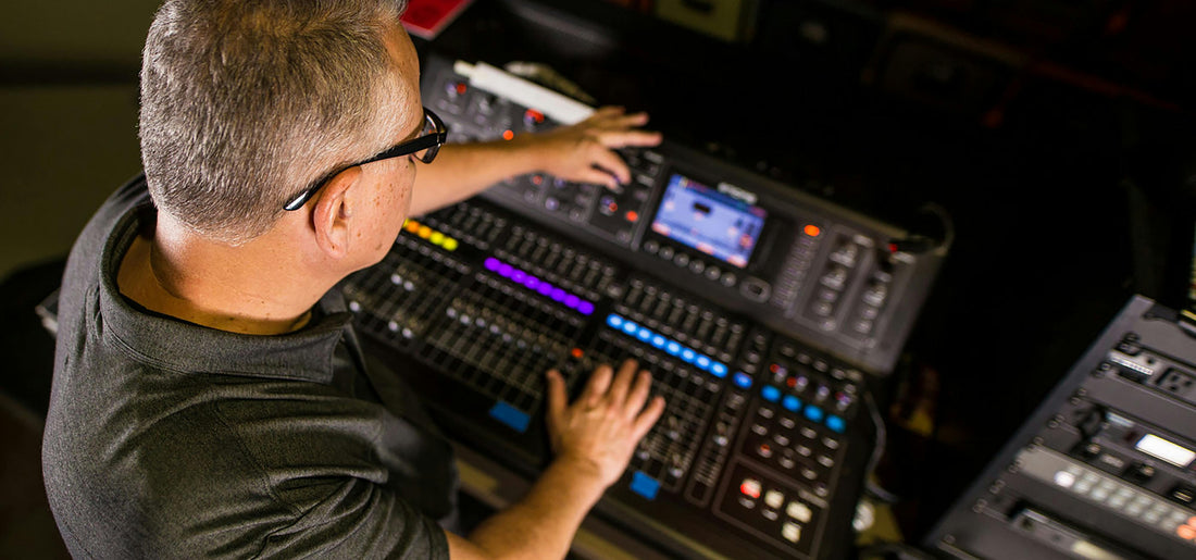 man producing music