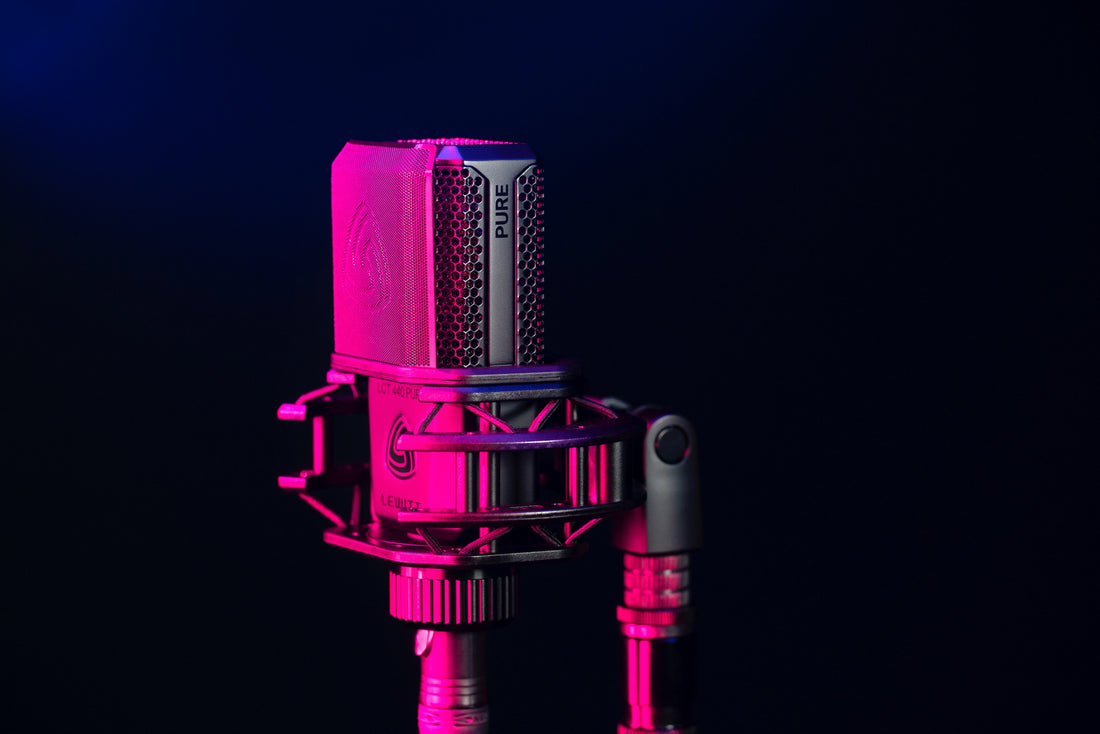 Microphone in a dark room on a mic stand
